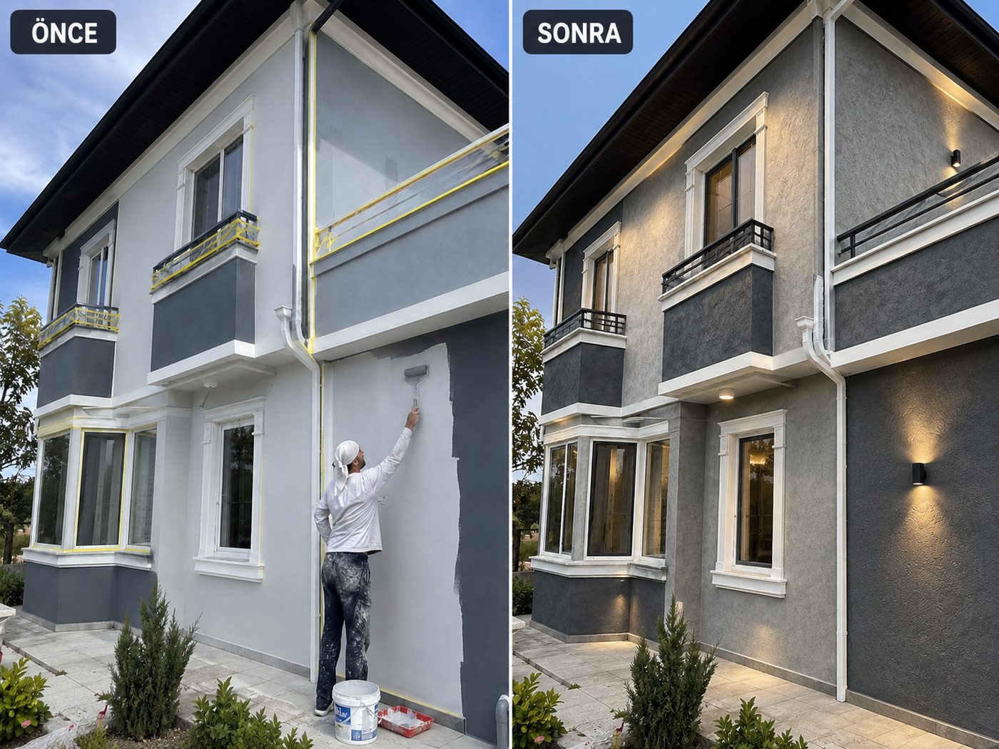 Dalyan dış cephe boya öncesi ve sonrası